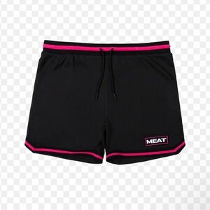 Men's Black Athletic Shorts with Pink Trim